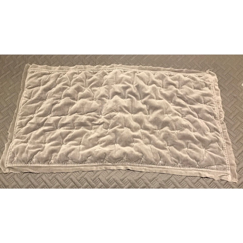Pottery Barn Gray Rough Edge Darted Velvet King Sized Cotton Pillow Cover 37x21”